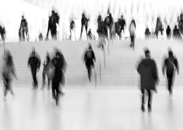 People in busy office space